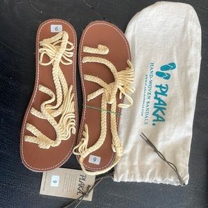 Never worn new with tags Yellow size 9 Plaka sandals (so comfortable)